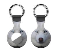 Protective Case for Apple AirTags with Keychain,Blue Eyed White Husky Print Silicone Air Tags Case,Tracker Cover for AirTags,Air Tag Keyring Holder for Pets Wallet Backpacks Luggage