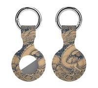 Protective Case for Apple AirTags with Keychain,Blue Oriental Dragon Print Silicone Air Tags Case,Tracker Cover for AirTags,Air Tag Keyring Holder for Pets Wallet Backpacks Luggage