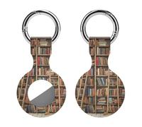 Protective Case for Apple AirTags with Keychain,Book Shelves And Ladder Print Silicone Air Tags Case,Tracker Cover for AirTags,Air Tag Keyring Holder for Pets Wallet Backpacks Luggage
