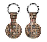Protective Case for Apple AirTags with Keychain,Book Shelves And Ladder Print Silicone Air Tags Case,Tracker Cover for AirTags,Air Tag Keyring Holder for Pets Wallet Backpacks Luggage