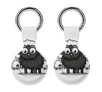 Protective Case for Apple AirTags with Keychain,Cartoon Black White Sheep Print Silicone Air Tags Case,Tracker Cover for AirTags,Air Tag Keyring Holder for Pets Wallet Backpacks Luggage