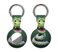 Protective Case for Apple AirTags with Keychain,Cartoon Snake Green Print Silicone Air Tags Case,Tracker Cover for AirTags,Air Tag Keyring Holder for Pets Wallet Backpacks Luggage
