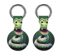 Protective Case for Apple AirTags with Keychain,Cartoon Snake Green Print Silicone Air Tags Case,Tracker Cover for AirTags,Air Tag Keyring Holder for Pets Wallet Backpacks Luggage