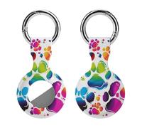 Protective Case for Apple AirTags with Keychain,Colorful Dog Paw Print Print Silicone Air Tags Case,Tracker Cover for AirTags,Air Tag Keyring Holder for Pets Wallet Backpacks Luggage