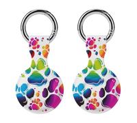 Protective Case for Apple AirTags with Keychain,Colorful Dog Paw Print Print Silicone Air Tags Case,Tracker Cover for AirTags,Air Tag Keyring Holder for Pets Wallet Backpacks Luggage