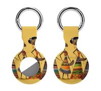 Protective Case for Apple AirTags with Keychain,Creative African Culture Print Silicone Air Tags Case,Tracker Cover for AirTags,Air Tag Keyring Holder for Pets Wallet Backpacks Luggage