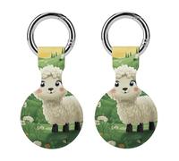 Protective Case for Apple AirTags with Keychain,Cute Cartoon Sheep Print Silicone Air Tags Case,Tracker Cover for AirTags,Air Tag Keyring Holder for Pets Wallet Backpacks Luggage