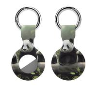 Protective Case for Apple AirTags with Keychain,Cute Panda Print Silicone Air Tags Case,Tracker Cover for AirTags,Air Tag Keyring Holder for Pets Wallet Backpacks Luggage