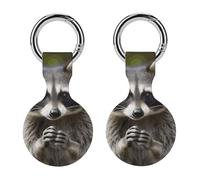 Protective Case for Apple AirTags with Keychain,Cute Raccoon Print Silicone Air Tags Case,Tracker Cover for AirTags,Air Tag Keyring Holder for Pets Wallet Backpacks Luggage