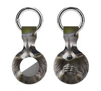 Protective Case for Apple AirTags with Keychain,Cute Raccoon Print Silicone Air Tags Case,Tracker Cover for AirTags,Air Tag Keyring Holder for Pets Wallet Backpacks Luggage