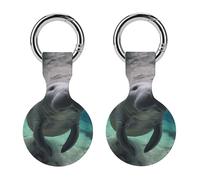 Protective Case for Apple AirTags with Keychain,Cute Sea Animal Manatee Print Silicone Air Tags Case,Tracker Cover for AirTags,Air Tag Keyring Holder for Pets Wallet Backpacks Luggage