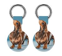 Protective Case for Apple AirTags with Keychain,Dachshund Weiner Pet Dog Print Silicone Air Tags Case,Tracker Cover for AirTags,Air Tag Keyring Holder for Pets Wallet Backpacks Luggage