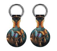 Protective Case for Apple AirTags with Keychain,Dream Catcher Butterfly Print Silicone Air Tags Case,Tracker Cover for AirTags,Air Tag Keyring Holder for Pets Wallet Backpacks Luggage