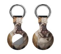 Protective Case for Apple AirTags with Keychain,English Bulldog Print Silicone Air Tags Case,Tracker Cover for AirTags,Air Tags Keyring Holder for Pets Wallet Backpacks Luggage