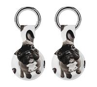 Protective Case for Apple AirTags with Keychain,French Bulldog Print Silicone Air Tags Case,Tracker Cover for AirTags,Air Tags Keyring Holder for Pets Wallet Backpacks Luggage