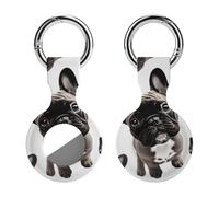 Protective Case for Apple AirTags with Keychain,French Bulldog Print Silicone Air Tags Case,Tracker Cover for AirTags,Air Tags Keyring Holder for Pets Wallet Backpacks Luggage
