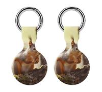 Protective Case for Apple AirTags with Keychain,Funny Squirrel Print Silicone Air Tags Case,Tracker Cover for AirTags,Air Tag Keyring Holder for Pets Wallet Backpacks Luggage