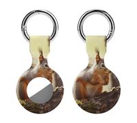 Protective Case for Apple AirTags with Keychain,Funny Squirrel Print Silicone Air Tags Case,Tracker Cover for AirTags,Air Tag Keyring Holder for Pets Wallet Backpacks Luggage