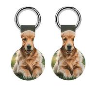 Protective Case for Apple AirTags with Keychain,Golden Retrievers Print Silicone Air Tags Case,Tracker Cover for AirTags,Air Tag Keyring Holder for Pets Wallet Backpacks Luggage