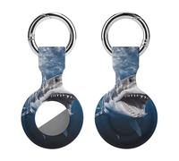 Protective Case for Apple AirTags with Keychain,Great White Shark Opens Mouth Print Silicone Air Tags Case,Tracker Cover for AirTags,Air Tag Keyring Holder for Pets Wallet Backpacks Luggage