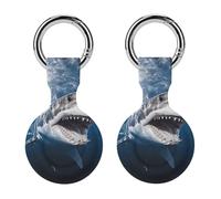 Protective Case for Apple AirTags with Keychain,Great White Shark Opens Mouth Print Silicone Air Tags Case,Tracker Cover for AirTags,Air Tag Keyring Holder for Pets Wallet Backpacks Luggage