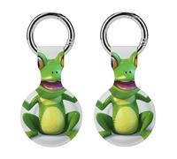 Protective Case for Apple AirTags with Keychain,Green Frog Print Silicone Air Tags Case,Tracker Cover for AirTags,Air Tag Keyring Holder for Pets Wallet Backpacks Luggage