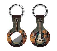 Protective Case for Apple AirTags with Keychain,Guitars Art Print Silicone Air Tags Case,Tracker Cover for AirTags,Air Tag Keyring Holder for Pets Wallet Backpacks Luggage
