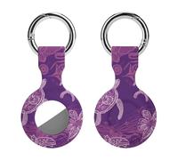 Protective Case for Apple AirTags with Keychain,Hawaii with Purple Sea Turtle Print Silicone Air Tags Case,Tracker Cover for AirTags,Air Tag Keyring Holder for Pets Wallet Backpacks Luggage