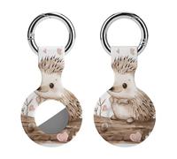 Protective Case for Apple AirTags with Keychain,Hedgehog Sitting on Top Print Silicone Air Tags Case,Tracker Cover for AirTags,Air Tag Keyring Holder for Pets Wallet Backpacks Luggage