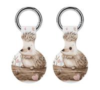Protective Case for Apple AirTags with Keychain,Hedgehog Sitting on Top Print Silicone Air Tags Case,Tracker Cover for AirTags,Air Tag Keyring Holder for Pets Wallet Backpacks Luggage