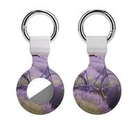 Protective Case for Apple AirTags with Keychain,Lavender Field Bike Print Silicone Air Tags Case,Tracker Cover for AirTags,Air Tag Keyring Holder for Pets Wallet Backpacks Luggage