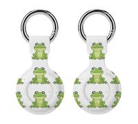 Protective Case for Apple AirTags with Keychain,Little Green Frog Print Silicone Air Tags Case,Tracker Cover for AirTags,Air Tag Keyring Holder for Pets Wallet Backpacks Luggage