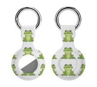Protective Case for Apple AirTags with Keychain,Little Green Frog Print Silicone Air Tags Case,Tracker Cover for AirTags,Air Tag Keyring Holder for Pets Wallet Backpacks Luggage
