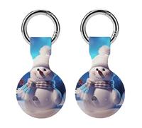 Protective Case for Apple AirTags with Keychain,Merry Christmas Snowman Print Silicone Air Tags Case,Tracker Cover for AirTags,Air Tag Keyring Holder for Pets Wallet Backpacks Luggage