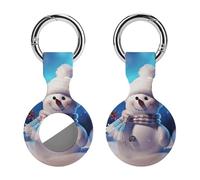 Protective Case for Apple AirTags with Keychain,Merry Christmas Snowman Print Silicone Air Tags Case,Tracker Cover for AirTags,Air Tag Keyring Holder for Pets Wallet Backpacks Luggage