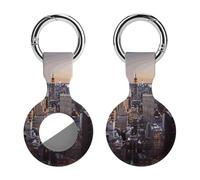 Protective Case for Apple AirTags with Keychain,New York City Print Silicone Air Tags Case,Tracker Cover for AirTags,Air Tag Keyring Holder for Pets Wallet Backpacks Luggage