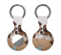 Protective Case for Apple AirTags with Keychain,Papillon in The Box Print Silicone Air Tags Case,Tracker Cover for AirTags,Air Tag Keyring Holder for Pets Wallet Backpacks Luggage