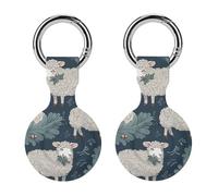 Protective Case for Apple AirTags with Keychain,Sheep And Holly Tree Print Silicone Air Tags Case,Tracker Cover for AirTags,Air Tag Keyring Holder for Pets Wallet Backpacks Luggage