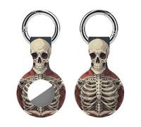 Protective Case for Apple AirTags with Keychain,Skeleton Reading Print Silicone Air Tags Case,Tracker Cover for AirTags,Air Tag Keyring Holder for Pets Wallet Backpacks Luggage