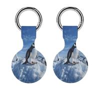 Protective Case for Apple AirTags with Keychain,Snow Mountain Penguin Print Silicone Air Tags Case,Tracker Cover for AirTags,Air Tag Keyring Holder for Pets Wallet Backpacks Luggage