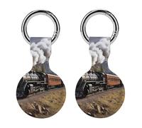 Protective Case for Apple AirTags with Keychain,Steam Locomotive Train Print Silicone Air Tags Case,Tracker Cover for AirTags,Air Tag Keyring Holder for Pets Wallet Backpacks Luggage