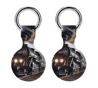 Protective Case for Apple AirTags with Keychain,Steam Train Print Silicone Air Tags Case,Tracker Cover for AirTags,Air Tag Keyring Holder for Pets Wallet Backpacks Luggage