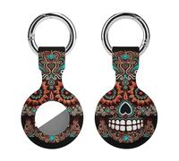 Protective Case for Apple AirTags with Keychain,Sugar Skulls Day of The Dead Print Silicone Air Tags Case,Tracker Cover for AirTags,Air Tag Keyring Holder for Pets Wallet Backpacks Luggage