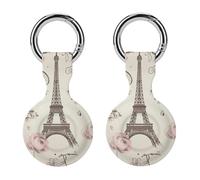 Protective Case for Apple AirTags with Keychain,The Eiffel Tower Print Silicone Air Tags Case,Tracker Cover for AirTags,Air Tags Keyring Holder for Pets Wallet Backpacks Luggage