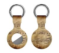 Protective Case for Apple AirTags with Keychain,Vintage Music Note Art Print Silicone Air Tags Case,Tracker Cover for AirTags,Air Tag Keyring Holder for Pets Wallet Backpacks Luggage