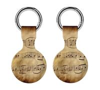 Protective Case for Apple AirTags with Keychain,Vintage Music Note Art Print Silicone Air Tags Case,Tracker Cover for AirTags,Air Tag Keyring Holder for Pets Wallet Backpacks Luggage