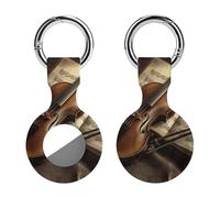 Protective Case for Apple AirTags with Keychain,Violin And Book Print Silicone Air Tags Case,Tracker Cover for AirTags,Air Tag Keyring Holder for Pets Wallet Backpacks Luggage