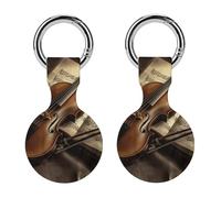 Protective Case for Apple AirTags with Keychain,Violin And Book Print Silicone Air Tags Case,Tracker Cover for AirTags,Air Tag Keyring Holder for Pets Wallet Backpacks Luggage