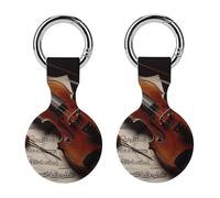 Protective Case for Apple AirTags with Keychain,Violin Sheet Music Print Silicone Air Tags Case,Tracker Cover for AirTags,Air Tag Keyring Holder for Pets Wallet Backpacks Luggage