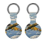 Protective Case for Apple AirTags with Keychain,World War Aircraft Print Silicone Air Tags Case,Tracker Cover for AirTags,Air Tag Keyring Holder for Pets Wallet Backpacks Luggage